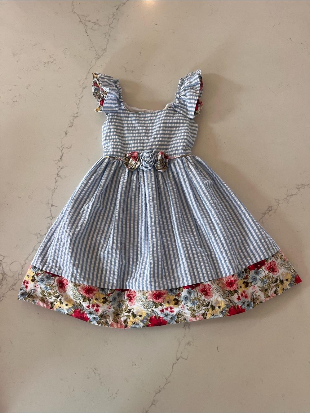 Bonnie Jean Blue & Floral Seersucker Sundress
